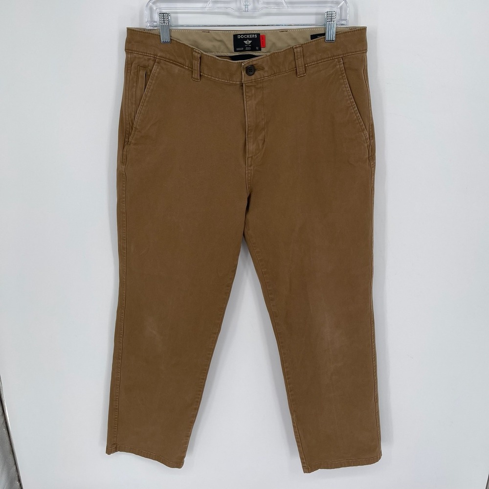 Dockers Men's Brown‎ Smart 360 Flex Straight Stretch Khakis Chino Pants Size 32